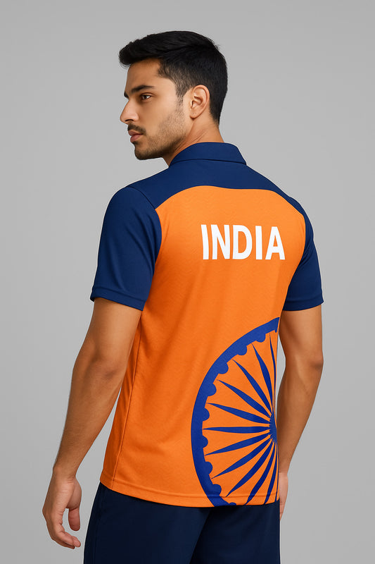 Men's Sports Polo T-Shirt – WKF Printed, Tricolor Gradient Design, Quick Dry, Gym & Outdoor Wear, jearsy for men,Workout Polo Shirt