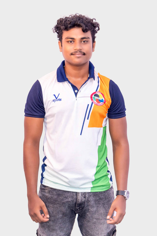 Karate India Tricolor Polo T-Shirt for Men | WKF Sportswear | National Team Jersey