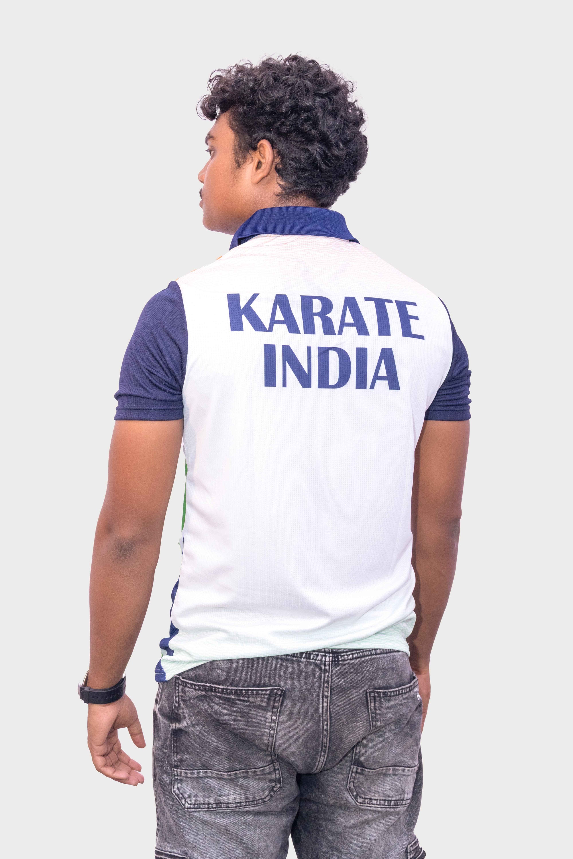 Karate India Tricolor Polo T-Shirt for Men | WKF Sportswear | National Team Jersey