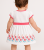 Baby Girl Cotton Frock – White Floral Print with Pink Border