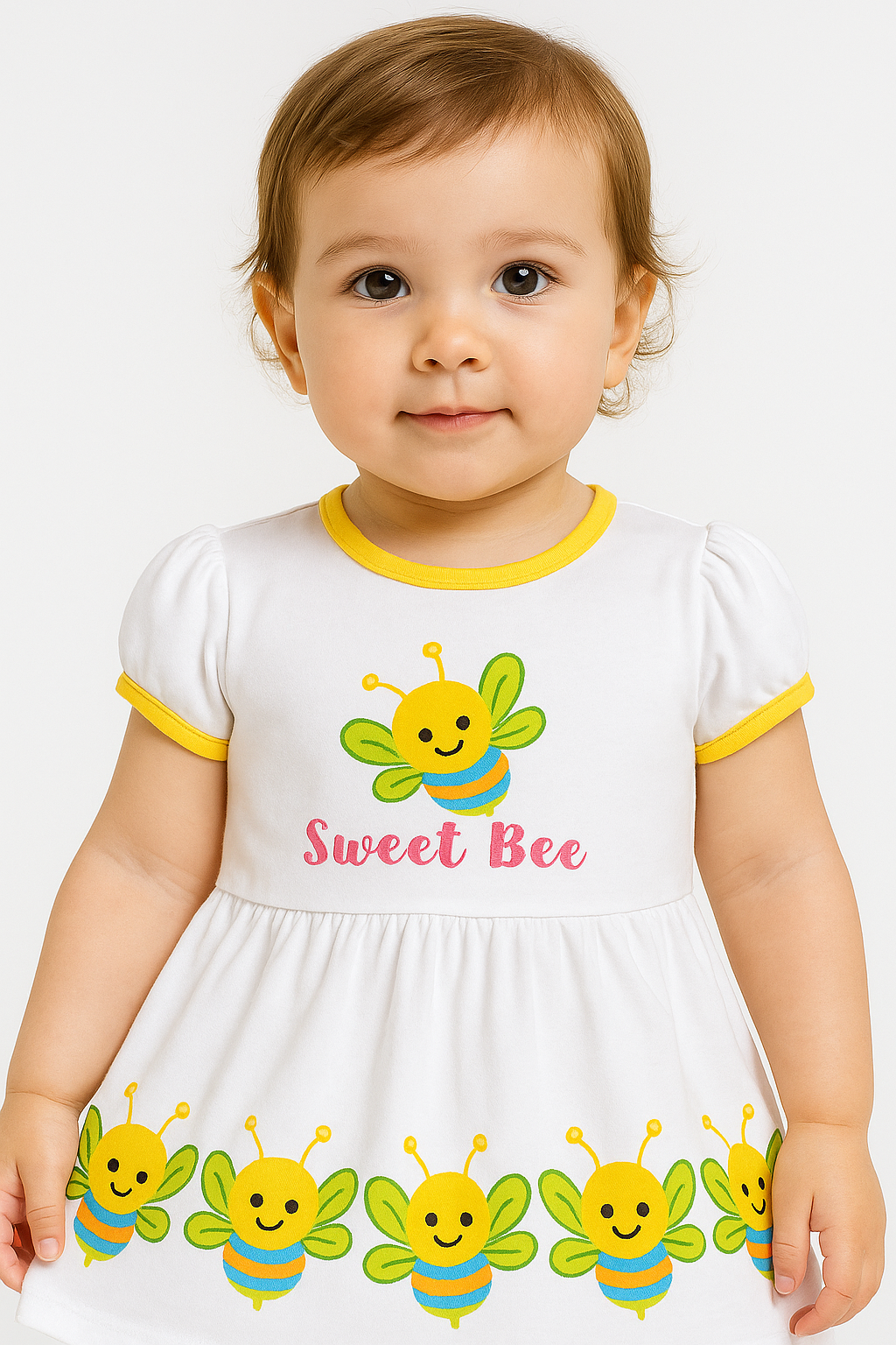 Baby Girl Floral Sleeveless Cotton Frock – Colorful Flower Print Dress with Bow