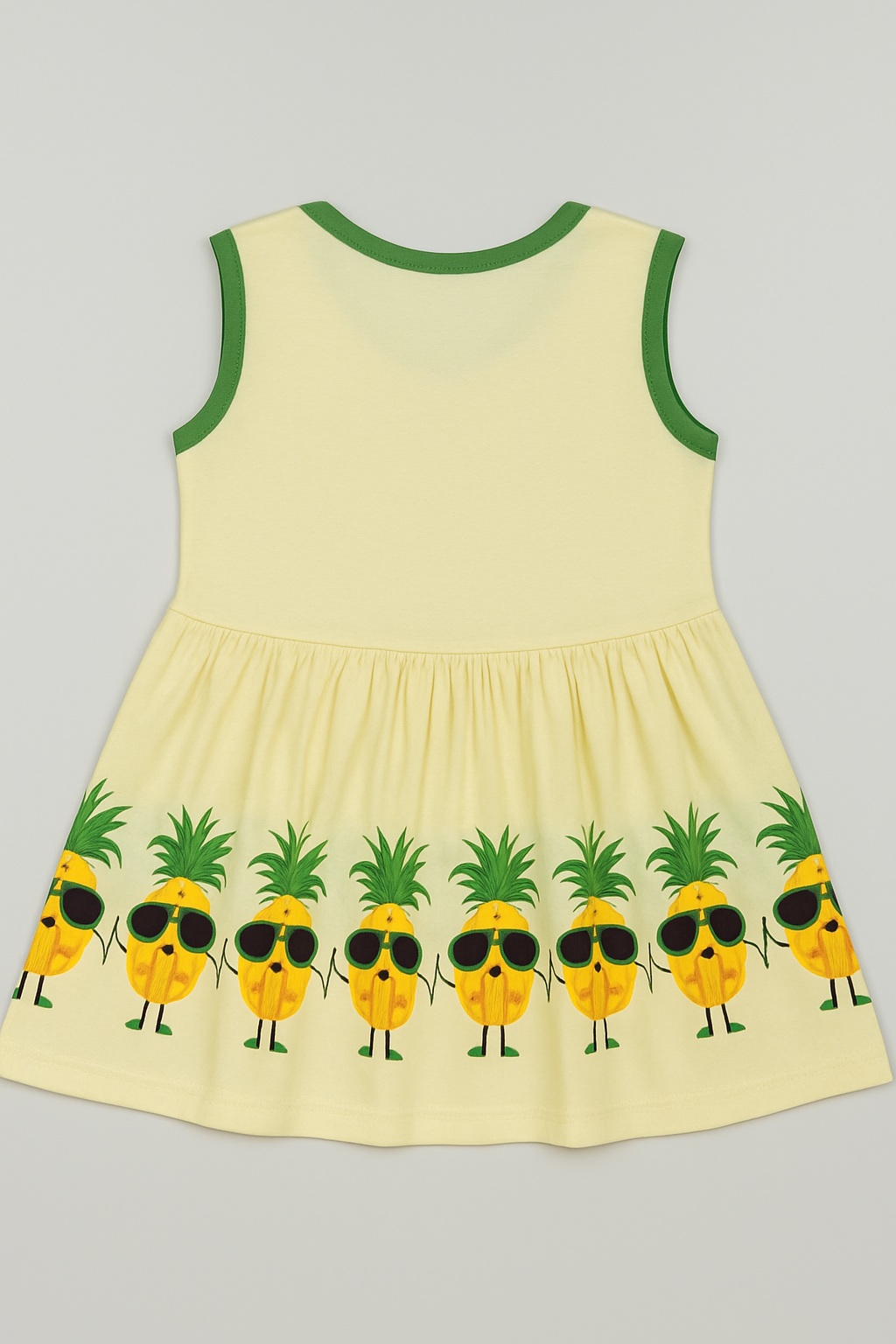 Baby Girl Sleeveless Cotton Frock – “Pineapple Cool” Printed Summer Dress