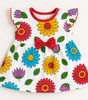 Baby Girl Cap Sleeve Cotton Frock with Colorful Floral Print and Red Bow – Summer Dress