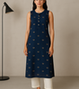 Navy Blue Sleeveless Kurti for Women – Stylish Casual & Office Wear