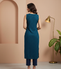 Navy Blue Sleeveless Kurti for Women – Stylish Casual & Office Wear