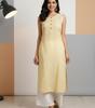 Light Yellow Sleeveless Kurti for Women – Stylish Casual & Office Wear