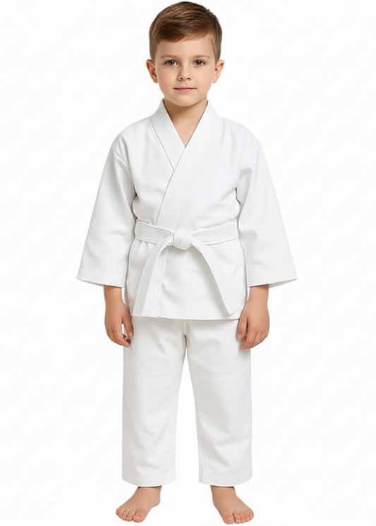 Kids' White Karate Uniform Gi Set | Children's Martial Arts Lightweight Kimono Suit with Belt