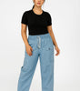 Women’s High-Rise Paperbag Waist Wide-Leg Denim Jeans | Trendy Casual Pants