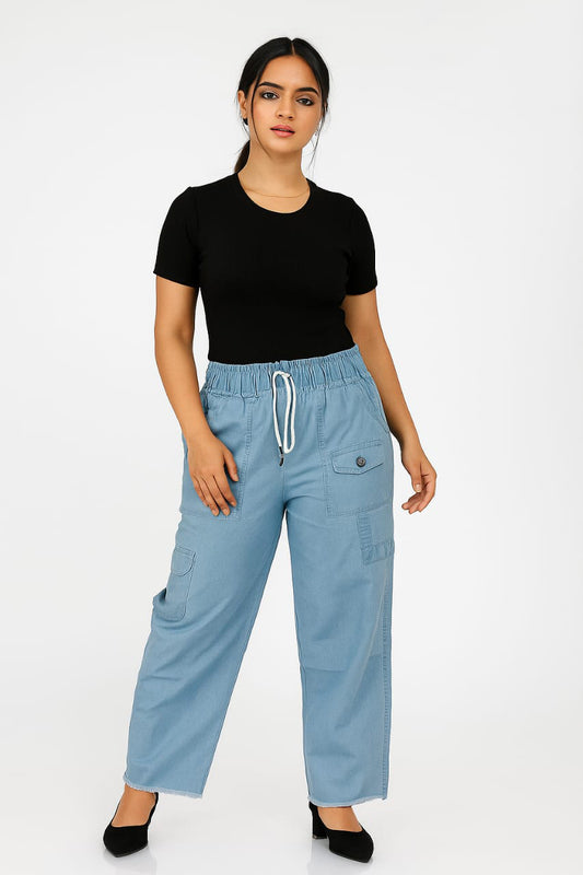 Women’s High-Rise Paperbag Waist Wide-Leg Denim Jeans | Trendy Casual Pants