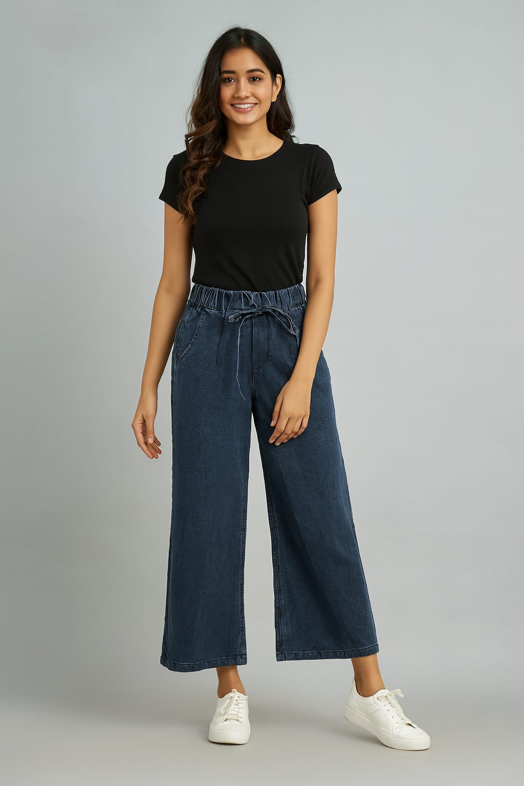 Women’s High-Rise Paperbag Waist Wide-Leg Denim Jeans | Trendy Casual Pants